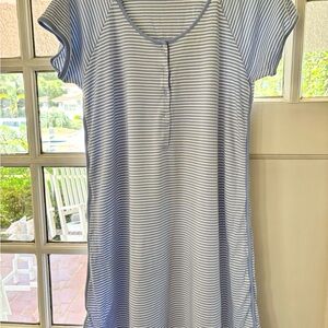 Women's Short-Sleeve Striped Sleep Dress - Blue & White